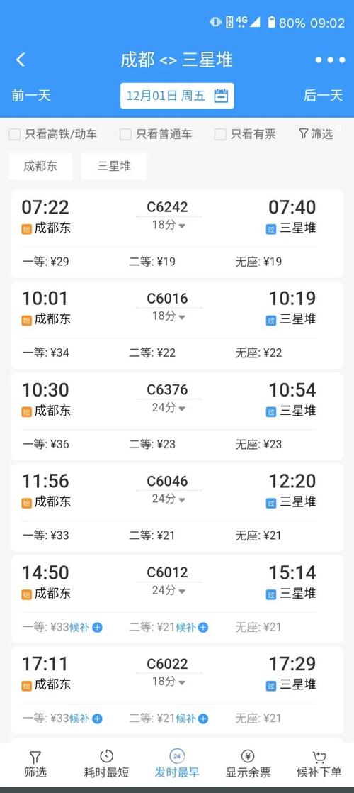 简阳至成都火车时刻表