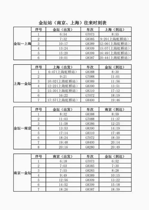 上海到南京汽车时刻表