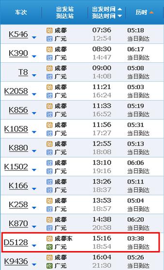 大英至成都火车时刻表