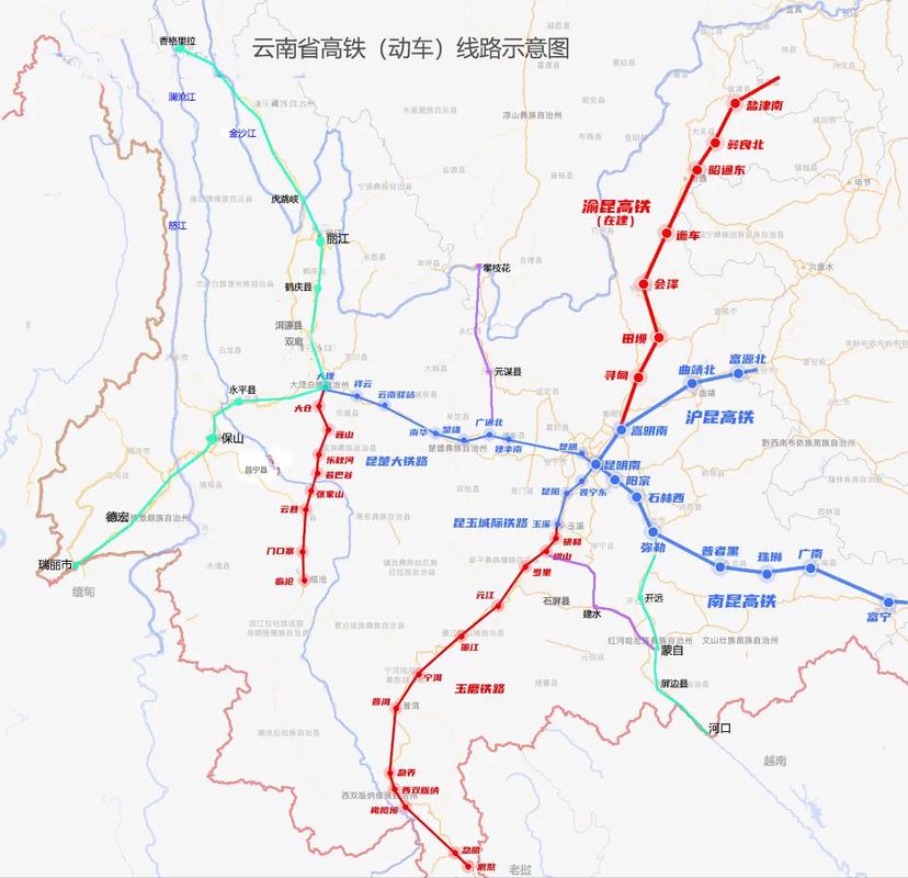 成都到昆明高铁路线图