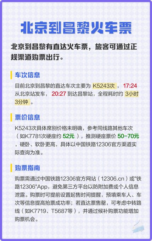 昌黎到北京火车时刻表