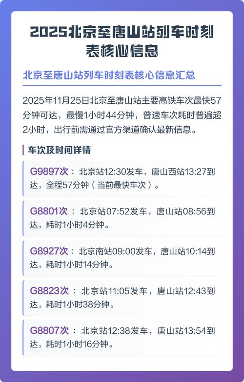 唐山至北京高铁时刻表