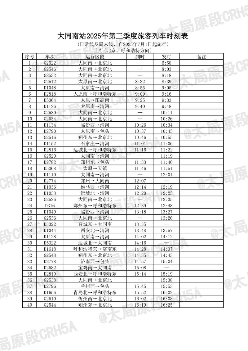 北京到桂林高铁时刻表